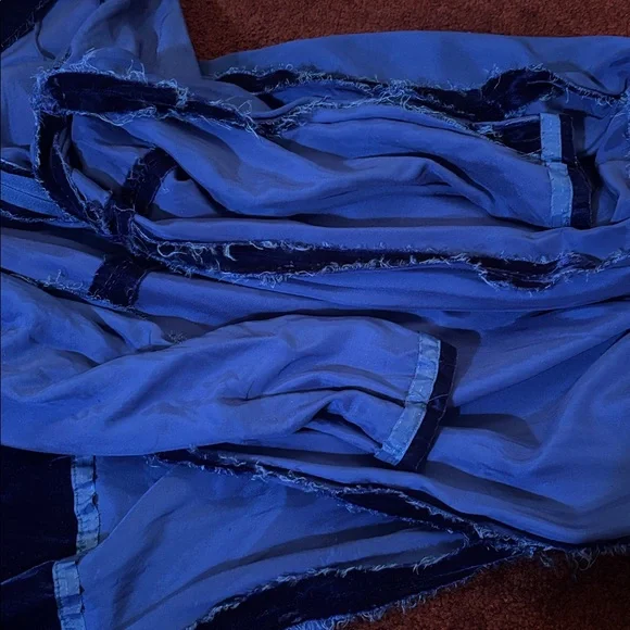 Vintage 70’s Milkmaid Velvet Goth Blue Peasant Gunne Sax 80’s Maxi Dress Gown M - Picture 17 of 17